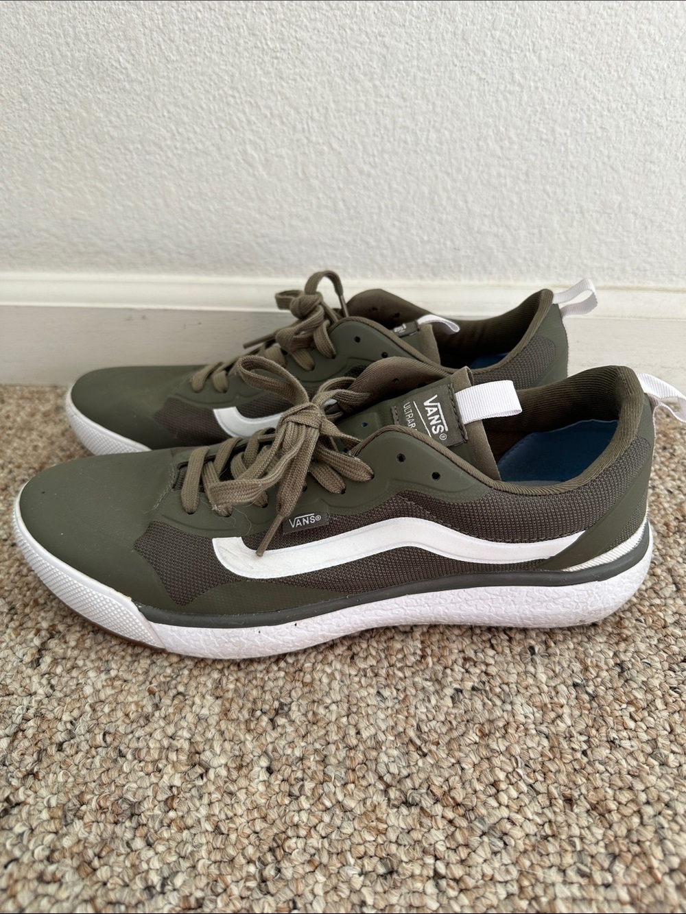 Vans Men’s Ultrarange Olive/White Low-Top Sneakers - Custom Shop Design - Picture 2 of 6